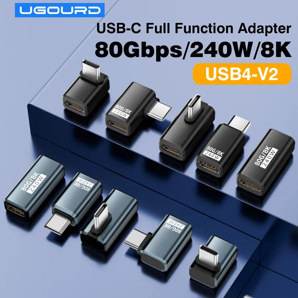 USB4 V2 90 Degree USB-C Angle Adapter | 80Gbps Thunderbolt 5/4/3 Elbow Connector 1
