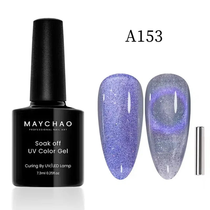 MAYCHAORomantic Galaxy Cat Eye Gel Nail Polish With Magnet Soak off UV Holographic Magnetic Rainbow Gel Polish for Nail Manicure 24