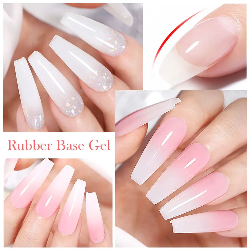 BORN PRETTY Milky Pink Rubber Base Gel Nail Polish Glitter 15ml Semi-Permanent Varnish Soak Off Self Leveling UV LED Gel 5