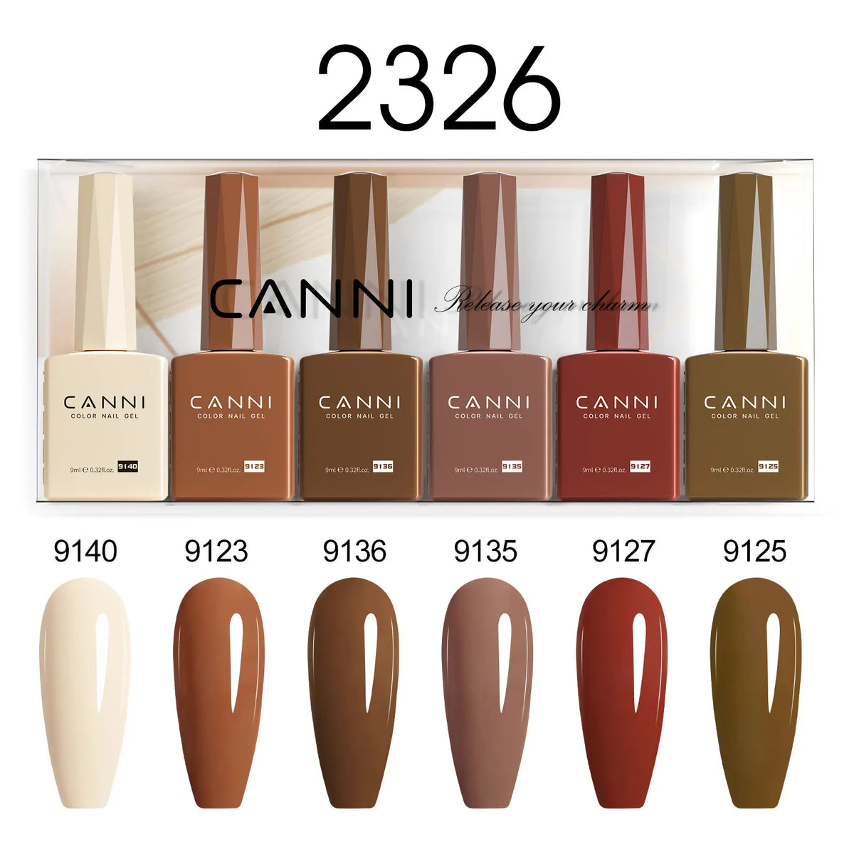 6pcs*9ml CANNI HEMA FREE Nail Gel Polish Set Gorgeous Color Semi Permanent Pigmented Painting Gel Soak off UV LED Gel Nails Kit 22