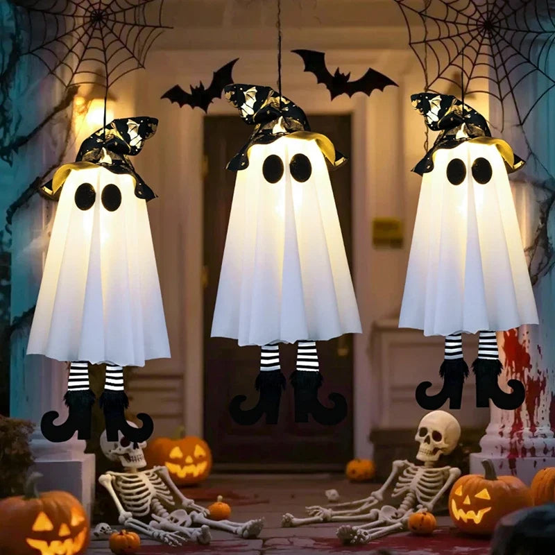 1/2/3pcs Halloween LED Light Up Witch Ghost for Halloween Party Home Indoor Outdoor Yard Decoration Scary Hanging Ornaments Gift