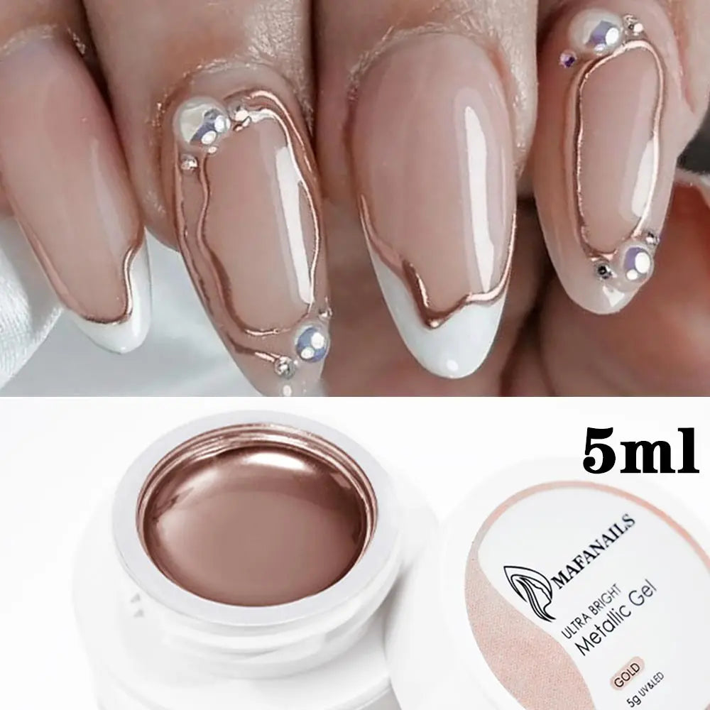 5/7/8ml Super-Bright Metallic Painting Liner Gel Polish Silver/Gold/Rose Mirror Gel Nail Polish Semi Permanent UV Nail Art Verni 15