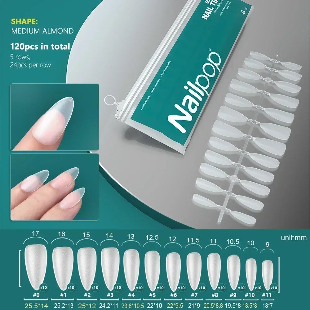 NAILPOP 120pcs Fake Nails Full Cover Press on Nails Coffin Soft Gel American Pose Capsule False Nail Tips for Extension System 12