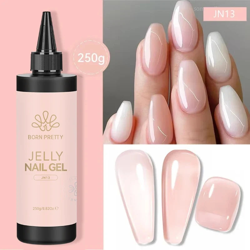 BORN PRETTY 250g Milky White Jelly Nude Gel Nail Polish Refilled Package Translucent Clear Semi Permanent Soak Off UV Gel 18