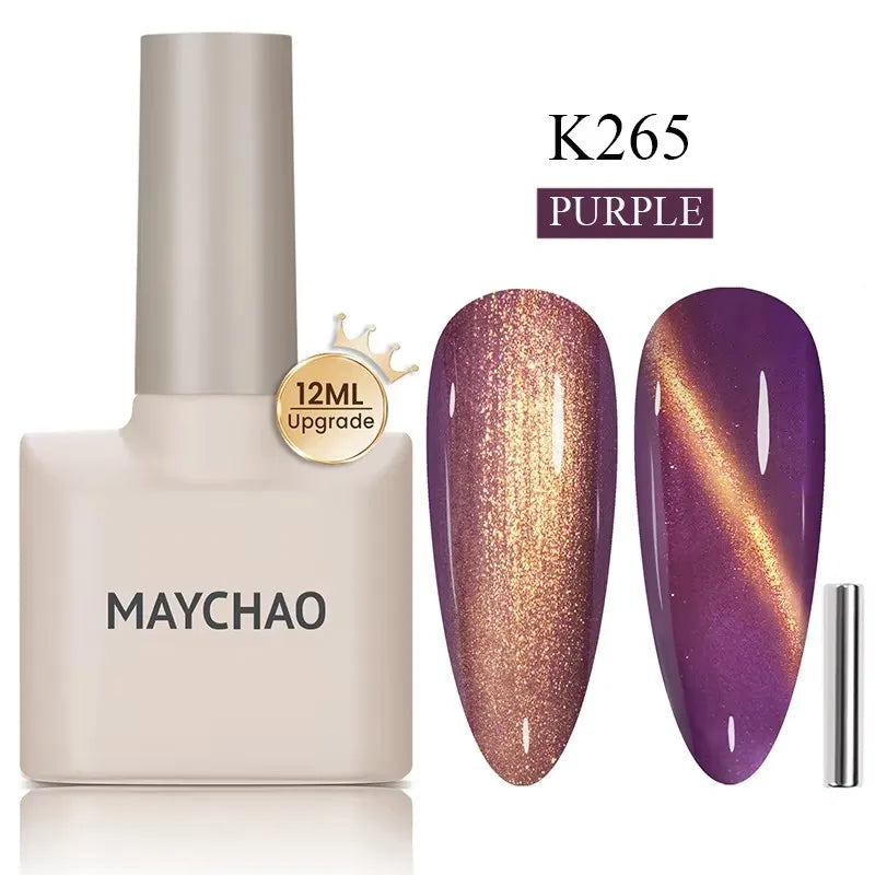 MAYCHAORomantic Galaxy Cat Eye Gel Nail Polish With Magnet Soak off UV Holographic Magnetic Rainbow Gel Polish for Nail Manicure 73