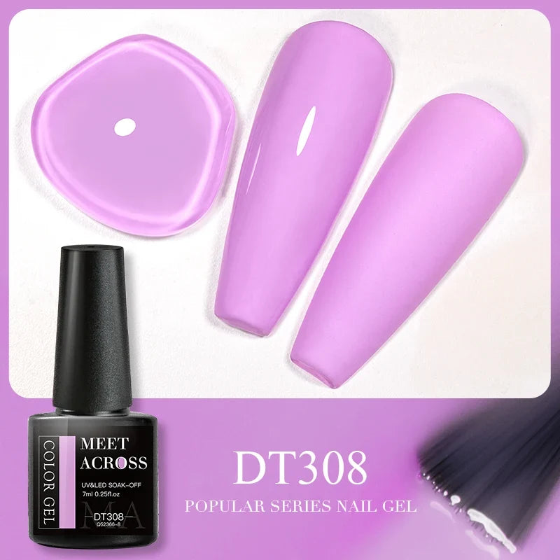 MEET ACROSS 5ml Pink Dried Flower Gel Nail Polish Natural Flower Fairy Nail Art Gel Soak Off UV LED Painting Varnishes For Nails 49