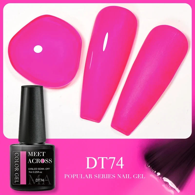 MEET ACROSS 5ml Pink Dried Flower Gel Nail Polish Natural Flower Fairy Nail Art Gel Soak Off UV LED Painting Varnishes For Nails 65