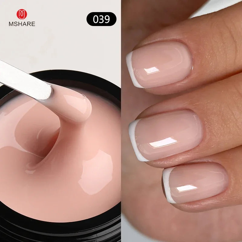MSHARE 50ml Natural Nails Gel Builder Nalil Tpo Free Self Leveling Gel for Nail Extension Construction Pink Shade UV Led Gel 16