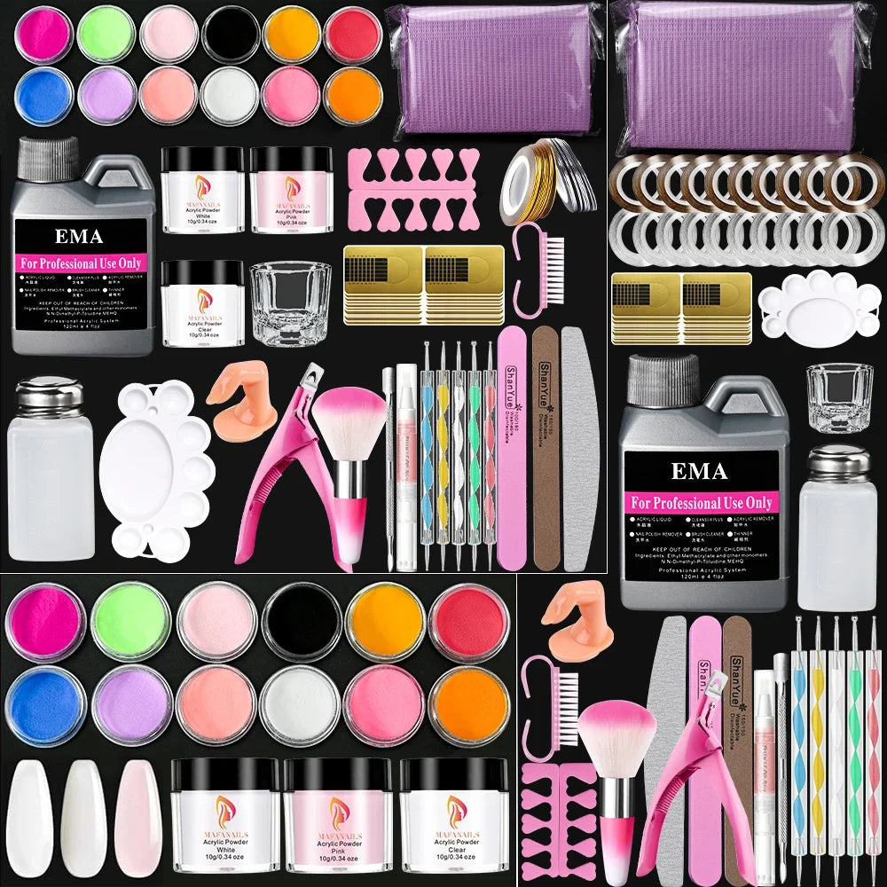Nail Kit Set Acrylic Powder Monomer Acrylic Liquid For Nail Extension Professional Gel Manicure Set False Nails Art Tools Set *& 2