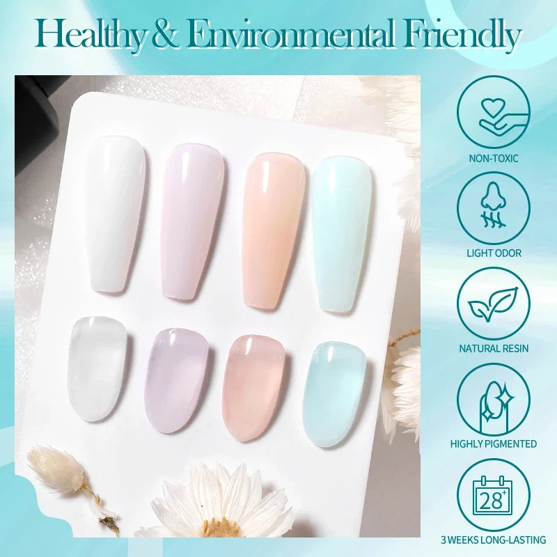 BORN PRETTY Milky Jelly Rubber Base Gel for Gel Nail Polish 15ml Russian Self-leveling Nude Color Soak Off Semi Permanent UV Gel 3