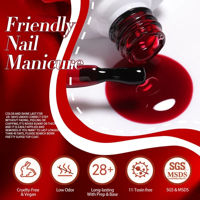 BORN PRETTY 10ml Blood Red Jelly Gel Nail Polish Halloween Nails Art Gel Polish Sheer Translucent Nail Gel for Winter Manicure 5