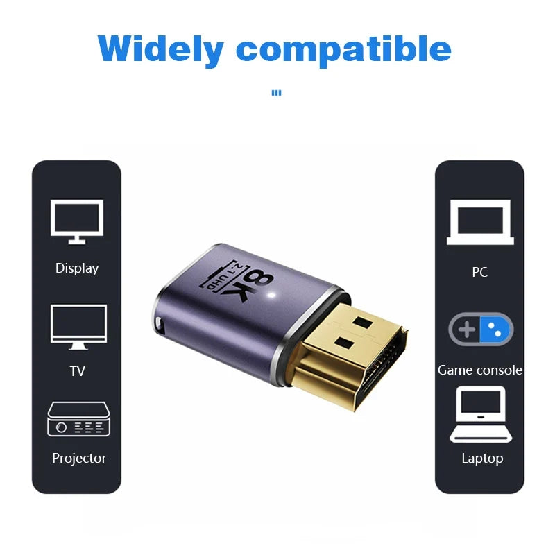 NNBILI HDMI 2.1 Adapter | 48Gbps 8K@60Hz Elbow and Straight Converter 3