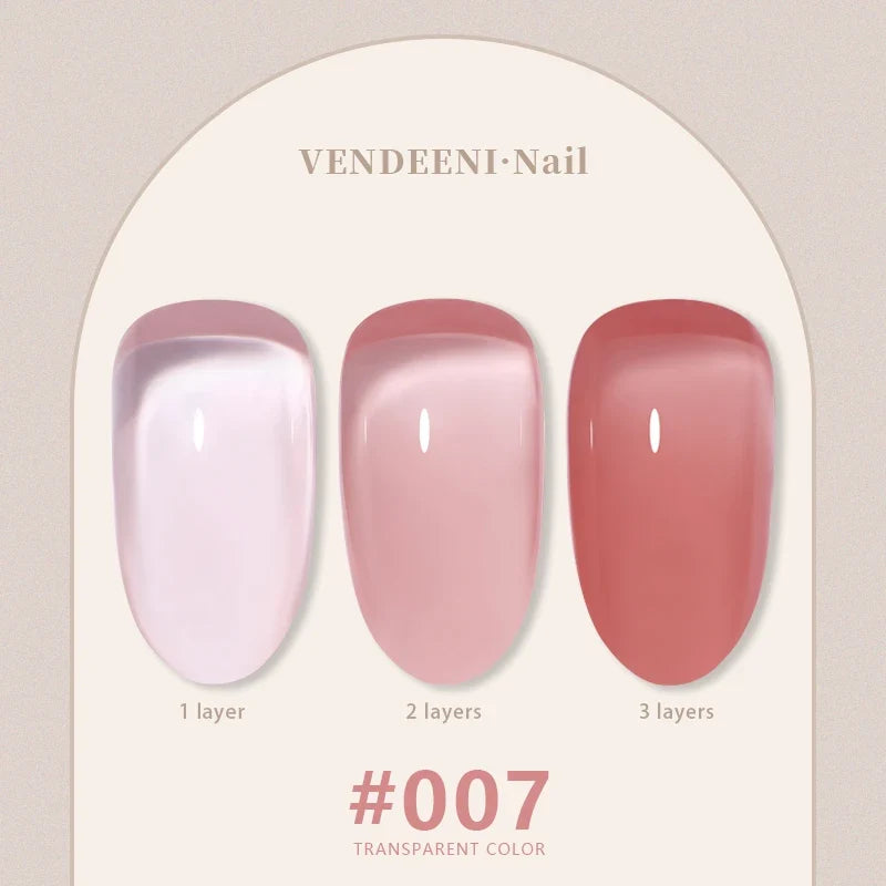Vendeeni 24 Colors Jelly Transparent Gel Nail Polish Nude Pink Skin Color UV Soak Off Gel Varnish Jade Nail Art Gel Lacquer 15ml 9