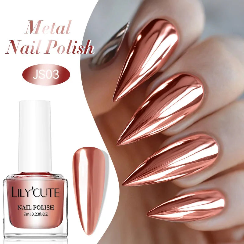 LILYCUTE 7ml  Mirror Metallic Nail Polish No Need of UV LED Lamp Nail Supplies Vernis Red Purple Mirror Effect for Nails 9