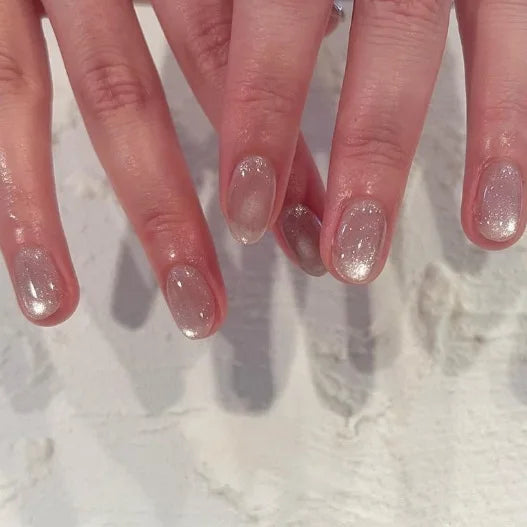 24Pcs Simple Square Head Fake Nail with Jelly Glue Pink White Gradient French Press on False Nails Short Full Cover Nail Tips 50