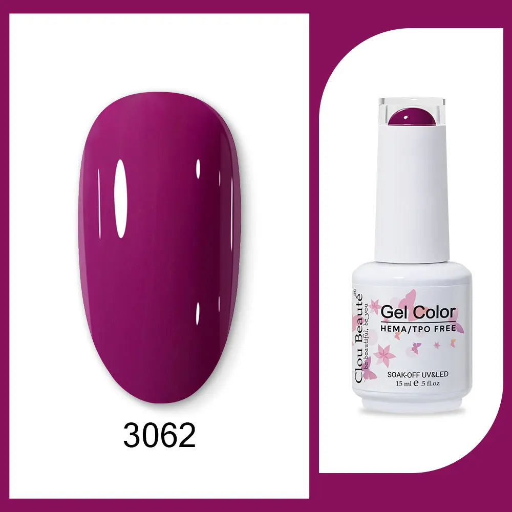 Clou Beaute 15ml Red Black White Green Neon Gel Nail Polish Base Top Coat Velvet Top 400 Colors Semi Permanent Gel Nail Varnish 102
