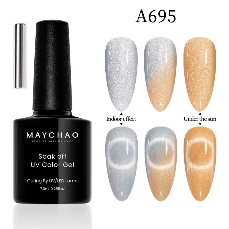 MAYCHAORomantic Galaxy Cat Eye Gel Nail Polish With Magnet Soak off UV Holographic Magnetic Rainbow Gel Polish for Nail Manicure 50