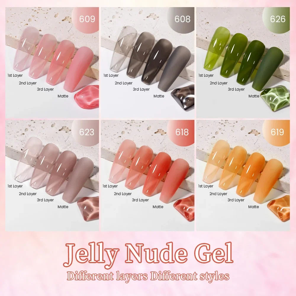 MAYCHAO 12ml Jelly Gel Nail Polish Semi Permanent Top Coat Soak Off UV LED Gel Art Nail Varnish Manicure Long Lasting Nail Gel 4