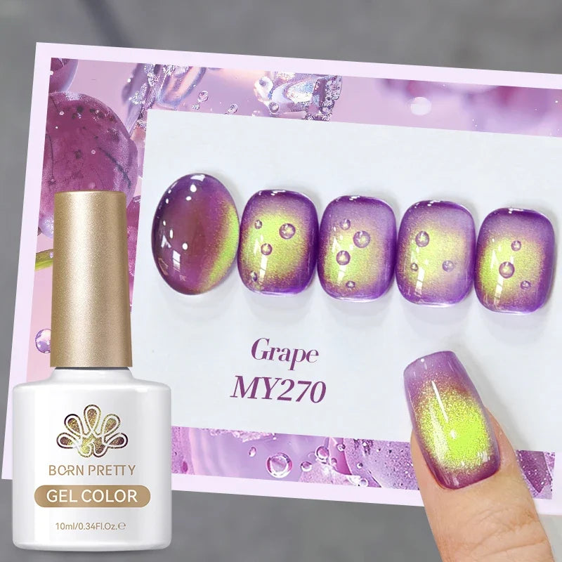 BORN PRETTY 10ml Fruit Purple Grape Cat Magnetic Gel Nail Polish 2025 New Whitening Guava Glass Beads Varnish Nail Supplies 61