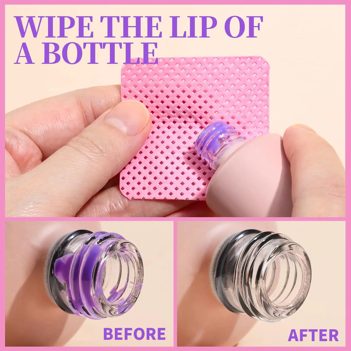 LULAA Glue Wipes Lint Free Nail Wipes Non-Woven Fabric Lash Glue Wipes Nail Polish Remover Wipes Use for Nail Polish Remover 3