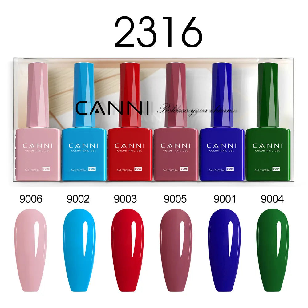 6pcs*9ml CANNI HEMA FREE Nail Gel Polish Set Gorgeous Color Semi Permanent Pigmented Painting Gel Soak off UV LED Gel Nails Kit 43