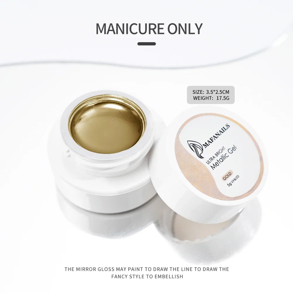 MingLee Silver Metal Gel Metallic Nail Polish Chrome 3D Metal Painted Gel Polish 5ml Liquid Mirror Effect Glossy Shine Manicure 9