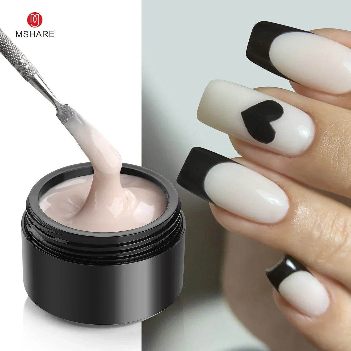 MSHARE 50ml Natural Nails Gel Builder Nalil Tpo Free Self Leveling Gel for Nail Extension Construction Pink Shade UV Led Gel 6