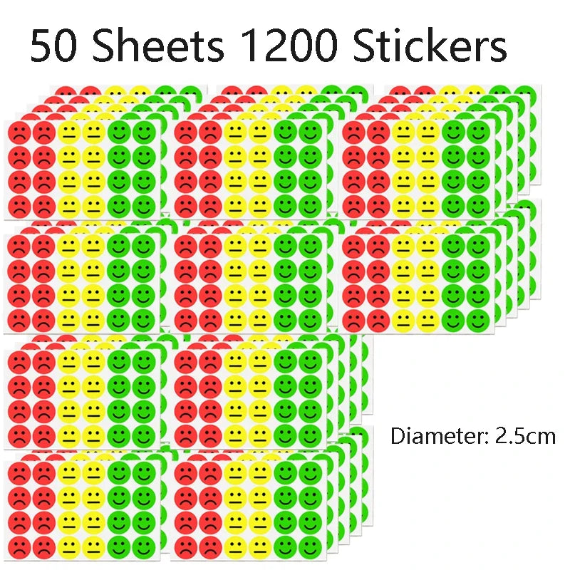 1" Happy Sad Smiling Face Behavior Stickers 120-1200pcs Labels Teachers Classroom School Kids Student Reward Sticker Toys Gifts 7