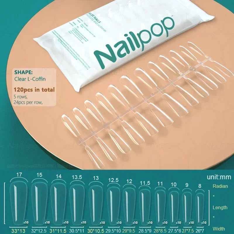 NAILPOP 120pcs Fake Nails Full Cover Press on Nails Coffin Soft Gel American Pose Capsule False Nail Tips for Extension System 25