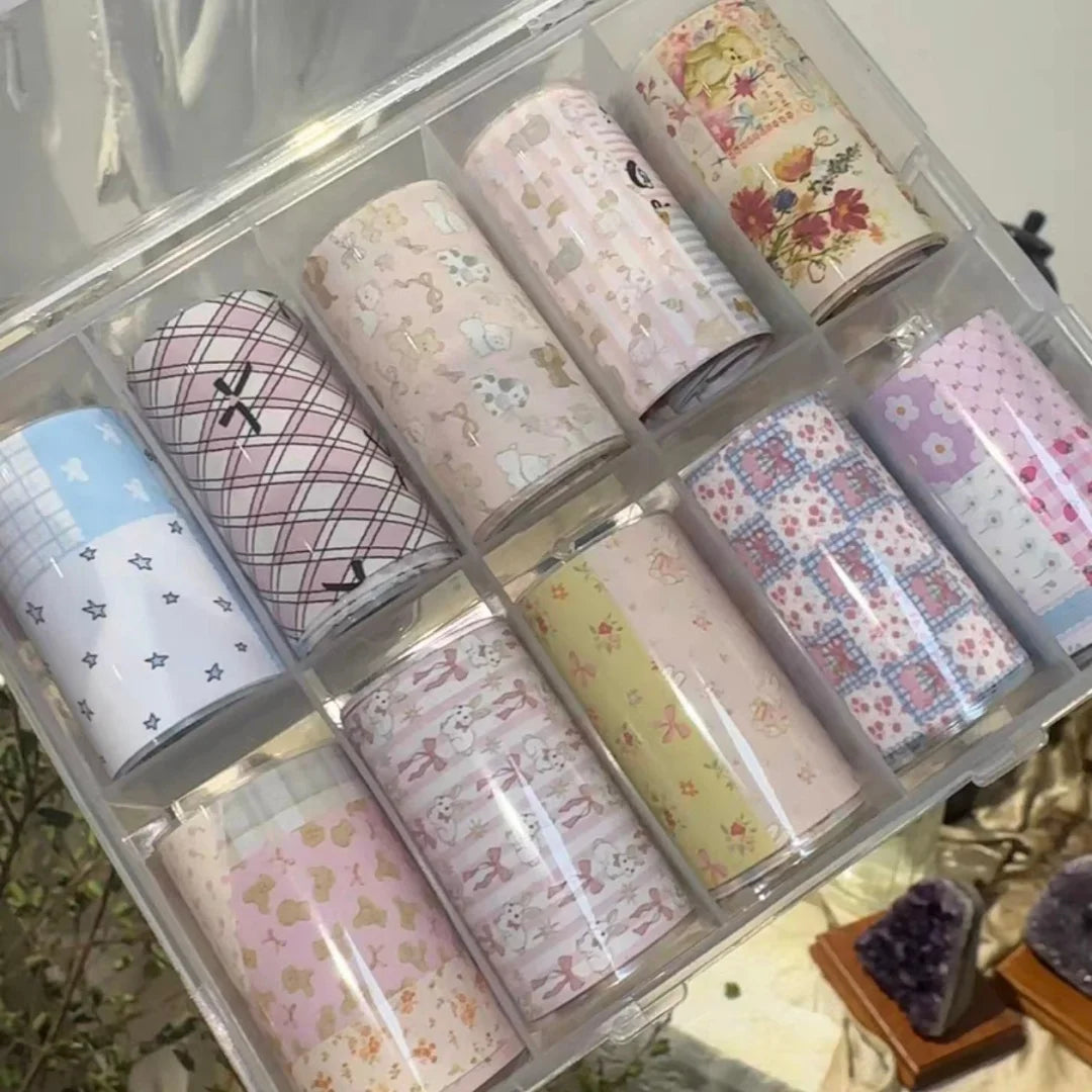 10Rolls Plaid Thousand-Bird Bow  Stars Nail Foils Transfer Paper  Nail Art Stickers  Manicure Set Decal  Nails Decoration 22