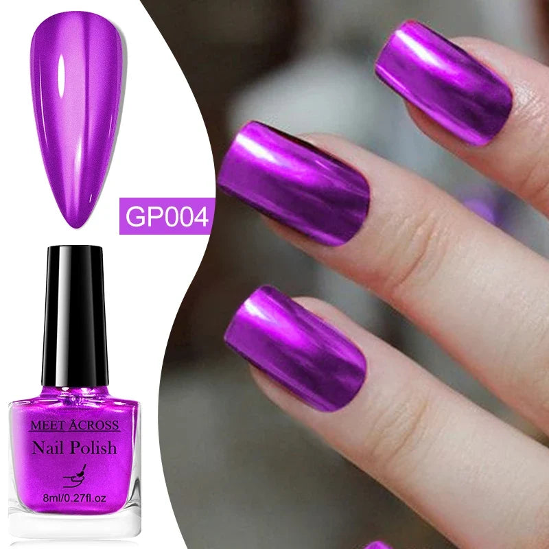 8ml Metallic Nail Polish Mirror Effect Fast Drying Long-Lasting Nails Art Polish DIY No Need Lamp Cure Manicure Nail Supplies 12
