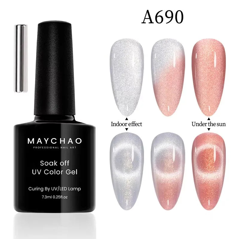 MAYCHAORomantic Galaxy Cat Eye Gel Nail Polish With Magnet Soak off UV Holographic Magnetic Rainbow Gel Polish for Nail Manicure 12