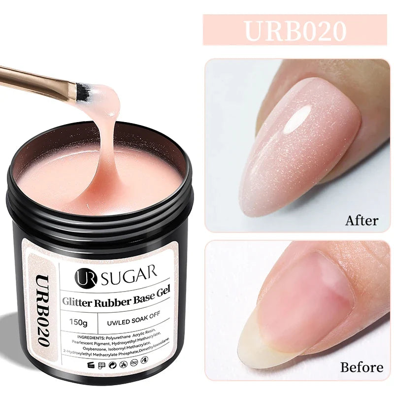UR SUGAR 150g Rubber Base Gel Nail Polish Sparking Aurora Glitter Rubber Varnish Soak Off Semi permanent UV LED Gel Manicure 14