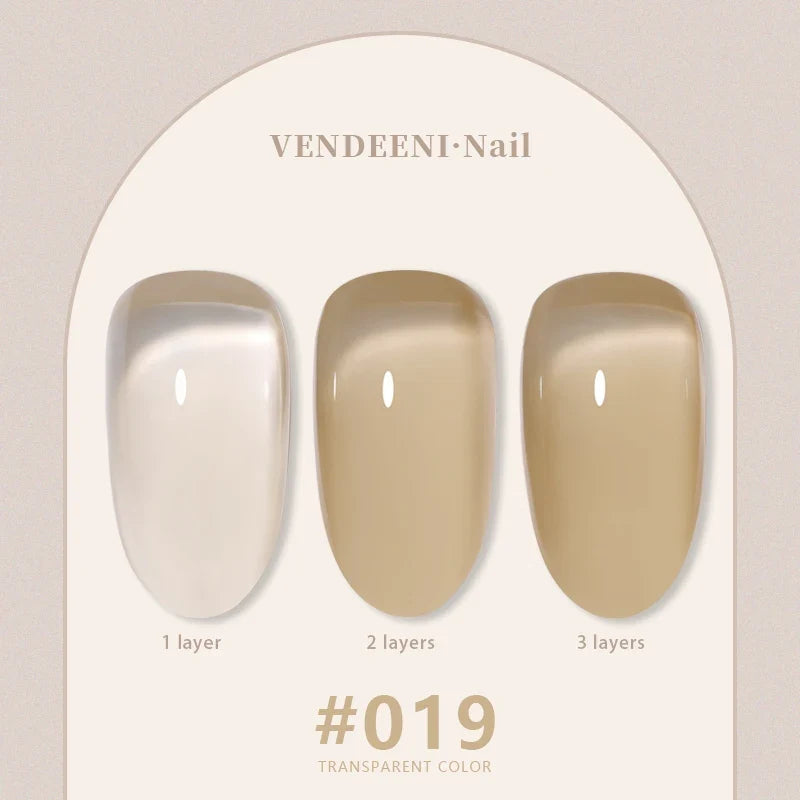 Vendeeni 24 Colors Jelly Transparent Gel Nail Polish Nude Pink Skin Color UV Soak Off Gel Varnish Jade Nail Art Gel Lacquer 15ml 25