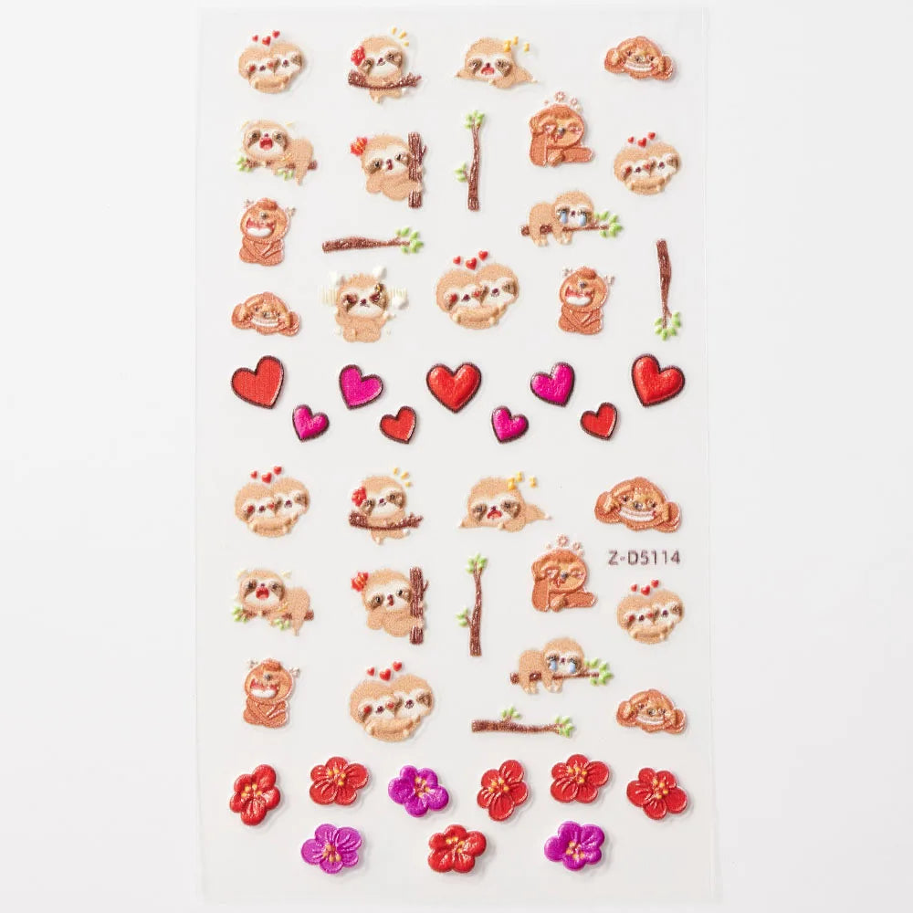 Lovely Cat Nail Decals 3D Animal Cartoon Dog Scrawl Relief Self Adhesive Nail Art Stickers Cute Puppy Kitty Y2K Nails Decoration 9