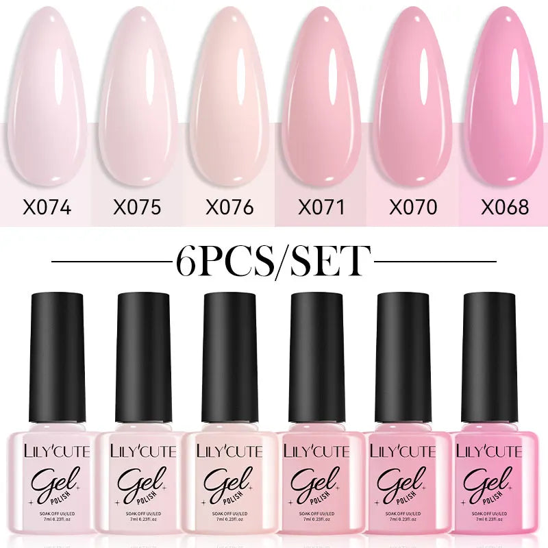 LILYCUTE 6Pcs/set 7ml Coffee Series Gel Nail Polish Kit 125 Colors Manicure Semi Permanent Soak Off UV Nail Art Gel Varnish 15