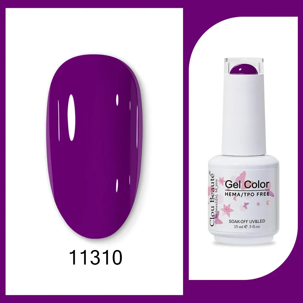 Clou Beaute 15ml Red Black White Green Neon Gel Nail Polish Base Top Coat Velvet Top 400 Colors Semi Permanent Gel Nail Varnish 88