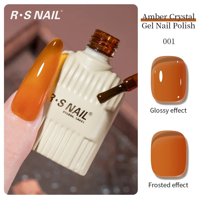 RSNAIL 10g Jelly Amber Gel Nail Polish Crystal Brown Nail Gel DIY Translucent Color Nail Art Gel Permanent UV Gel Polish Varnish 8