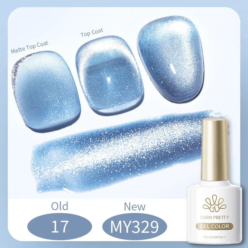 BORN PRETTY 10ml Silver Water Light Cat Magnetic Gel Nail Polish Nail Supplies Vernis Semi Permanent Gel for Fall Winter Nails 67