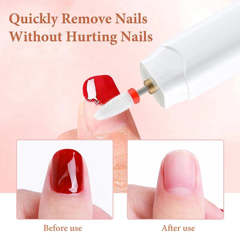 Electric Nail Grinder Nail Polishing Machine with Light Portable Mini Electric Manicure Pen for Gel Removing Polishing Dead Care 4
