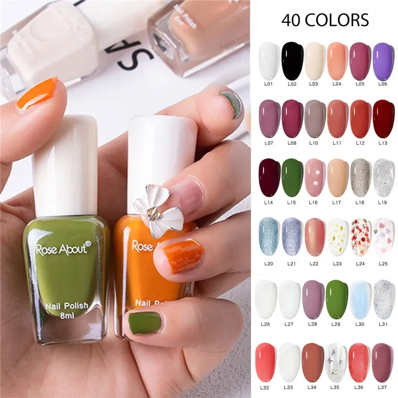 40 Colors No Bake Water-based Nail Polish Glitter Sequins Long-lasting Tearable Healthy Tearable Quick-drying Nude Nail Polish 1