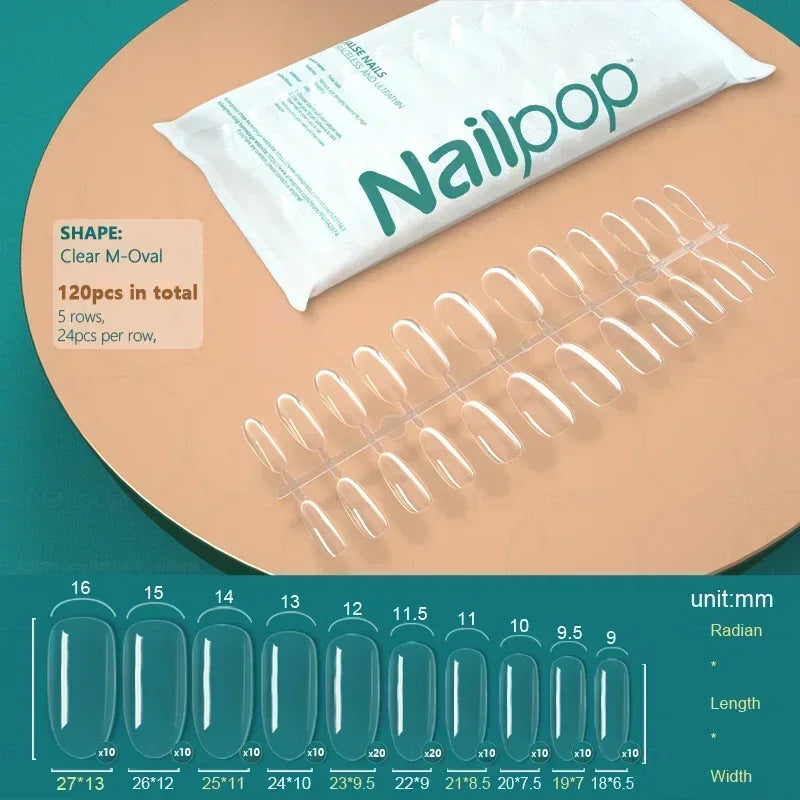 NAILPOP 120pcs Fake Nails Full Cover Press on Nails Coffin Soft Gel American Pose Capsule False Nail Tips for Extension System 30