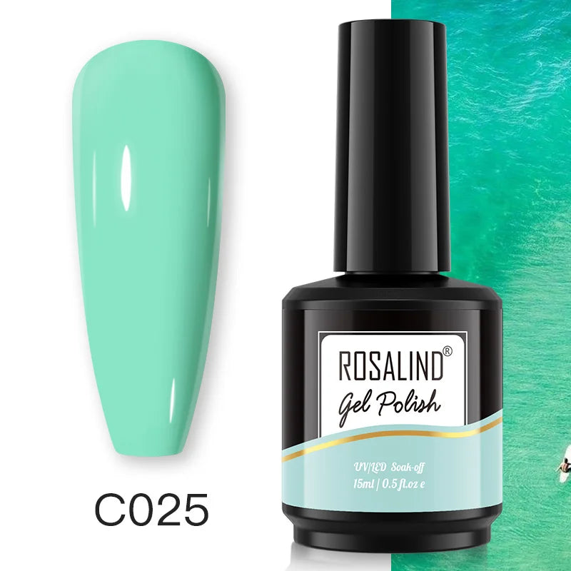 ROSALIND 7ml/15ml Summer Green Gel Nail Polish Semi Permanent Nail Art Manicure Soak Off Top Base Matt Hybrid Varnishes UV Gel 44