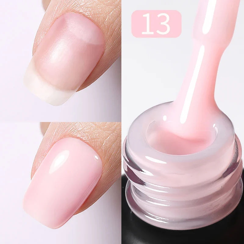 BORN PRETTY Milky Jelly Rubber Base Gel for Gel Nail Polish 15ml Russian Self-leveling Nude Color Soak Off Semi Permanent UV Gel 15