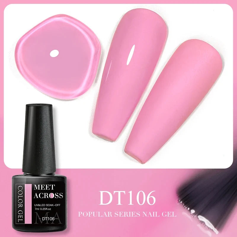 MEET ACROSS 5ml Pink Dried Flower Gel Nail Polish Natural Flower Fairy Nail Art Gel Soak Off UV LED Painting Varnishes For Nails 69