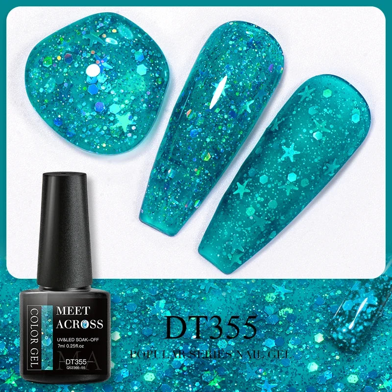 MEET ACROSS 5ml Pink Dried Flower Gel Nail Polish Natural Flower Fairy Nail Art Gel Soak Off UV LED Painting Varnishes For Nails 91