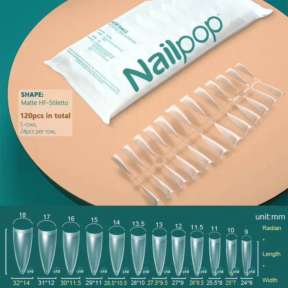 NAILPOP 120pcs Fake Nails Full Cover Press on Nails Coffin Soft Gel American Pose Capsule False Nail Tips for Extension System 19
