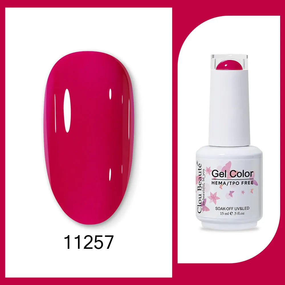 Clou Beaute 15ml Red Black White Green Neon Gel Nail Polish Base Top Coat Velvet Top 400 Colors Semi Permanent Gel Nail Varnish 105