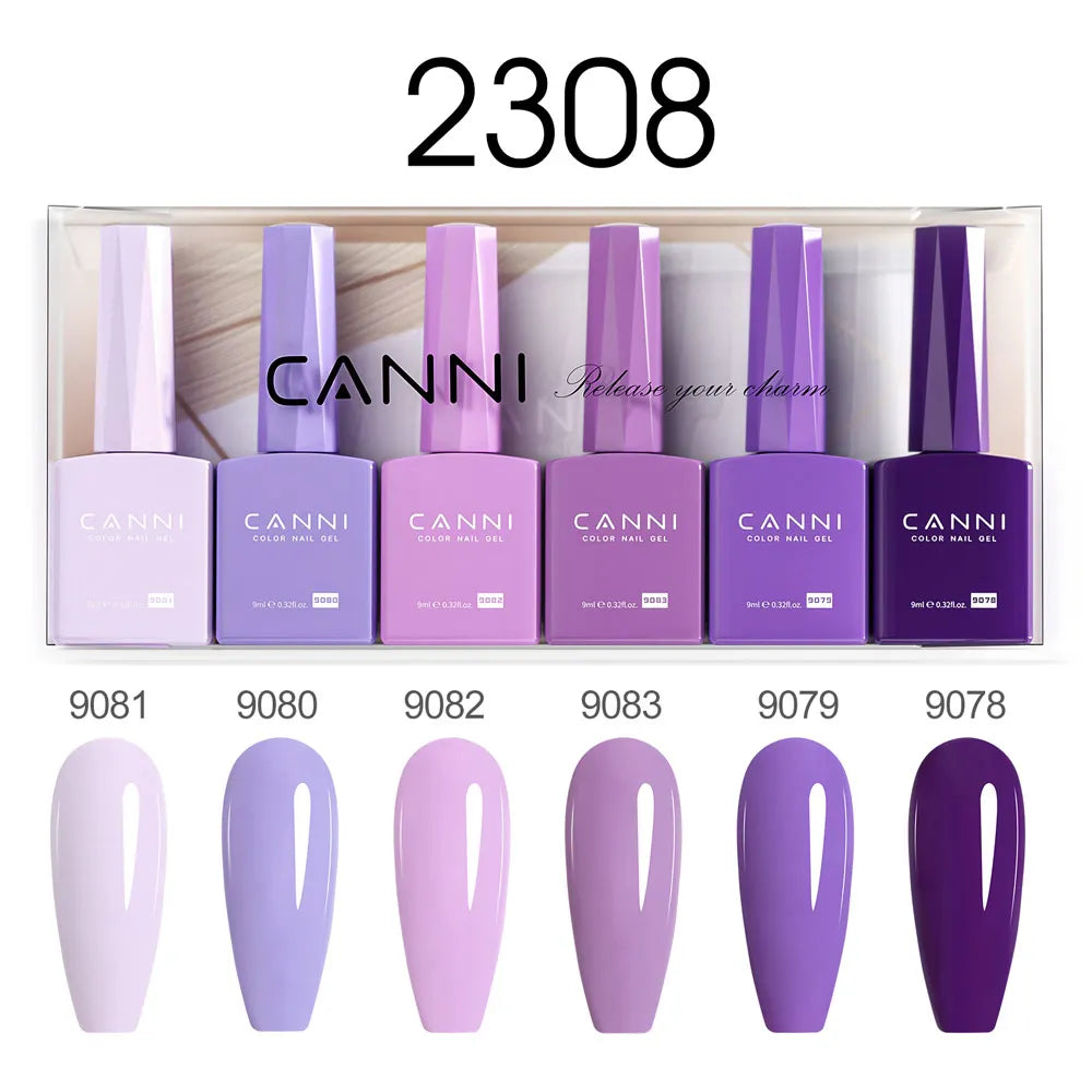 6pcs*9ml CANNI HEMA FREE Nail Gel Polish Set Gorgeous Color Semi Permanent Pigmented Painting Gel Soak off UV LED Gel Nails Kit 42