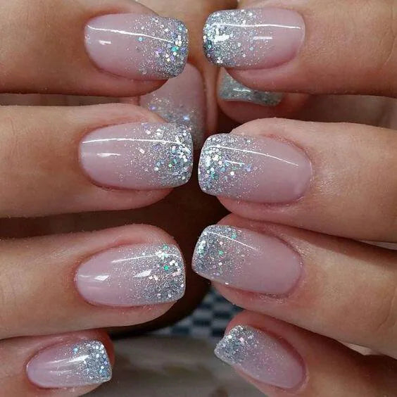 24Pcs Simple Square Head Fake Nail with Jelly Glue Pink White Gradient French Press on False Nails Short Full Cover Nail Tips 45